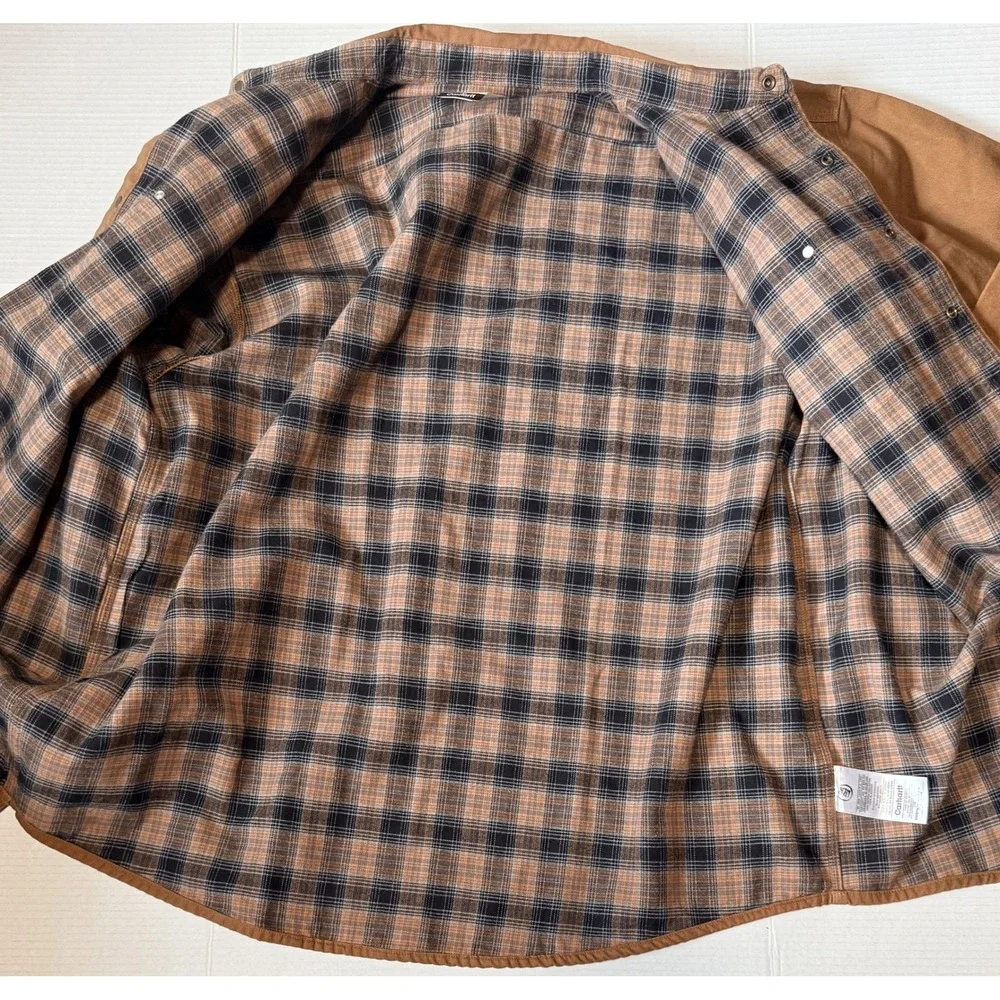 Carhartt S96BRN - Men's Shirt Jacket - Flannel Lined Canvas - 2XL Tall - NWT IRR